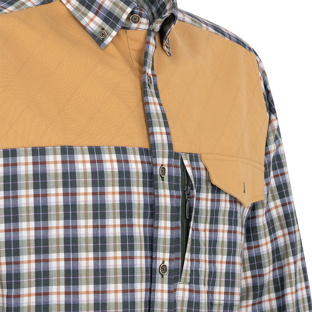 Men's Outdoor Shirt, Chequered, Green/Red Brown