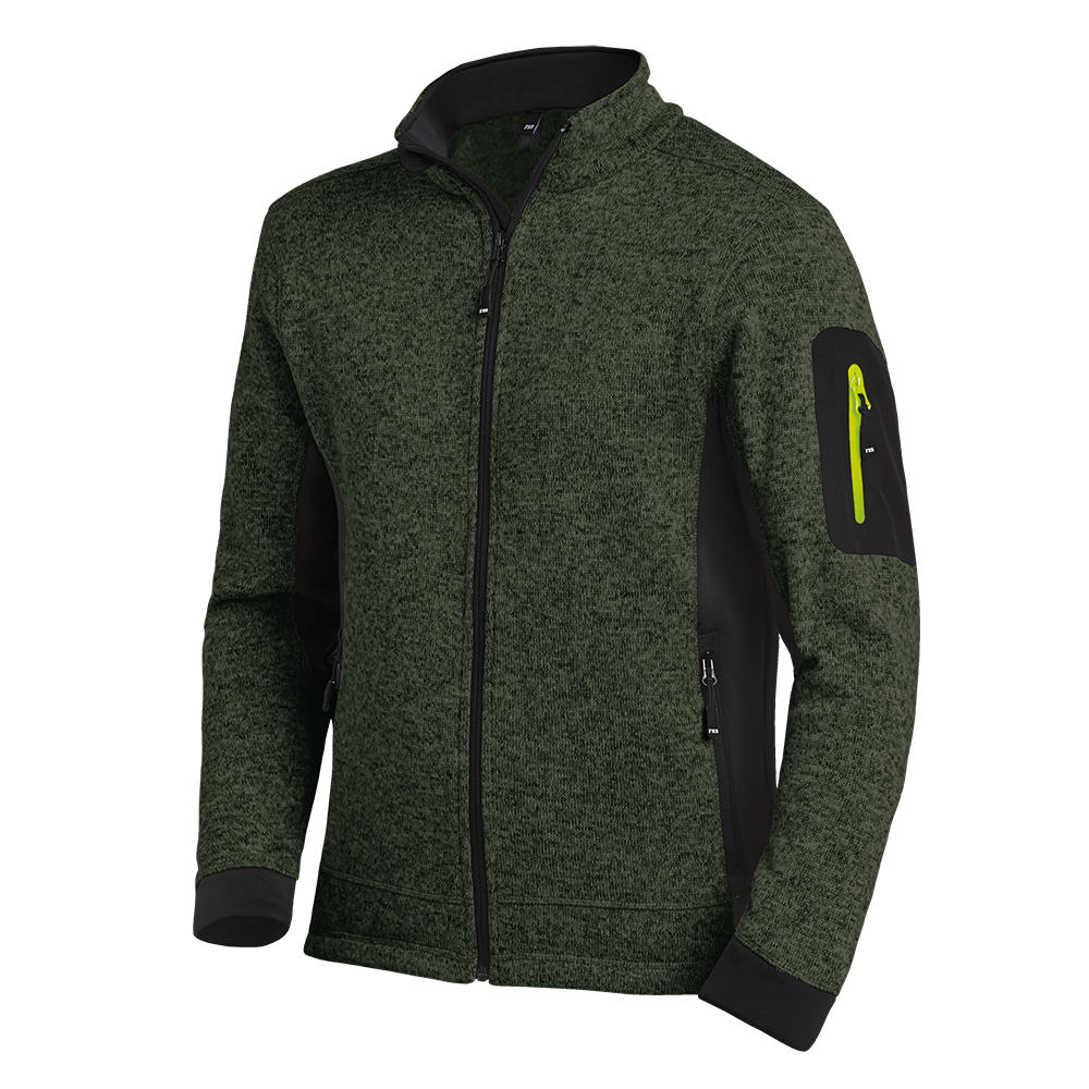 FHB® »Christoph« Men's Knit Fleece Jacke, Olive/Black