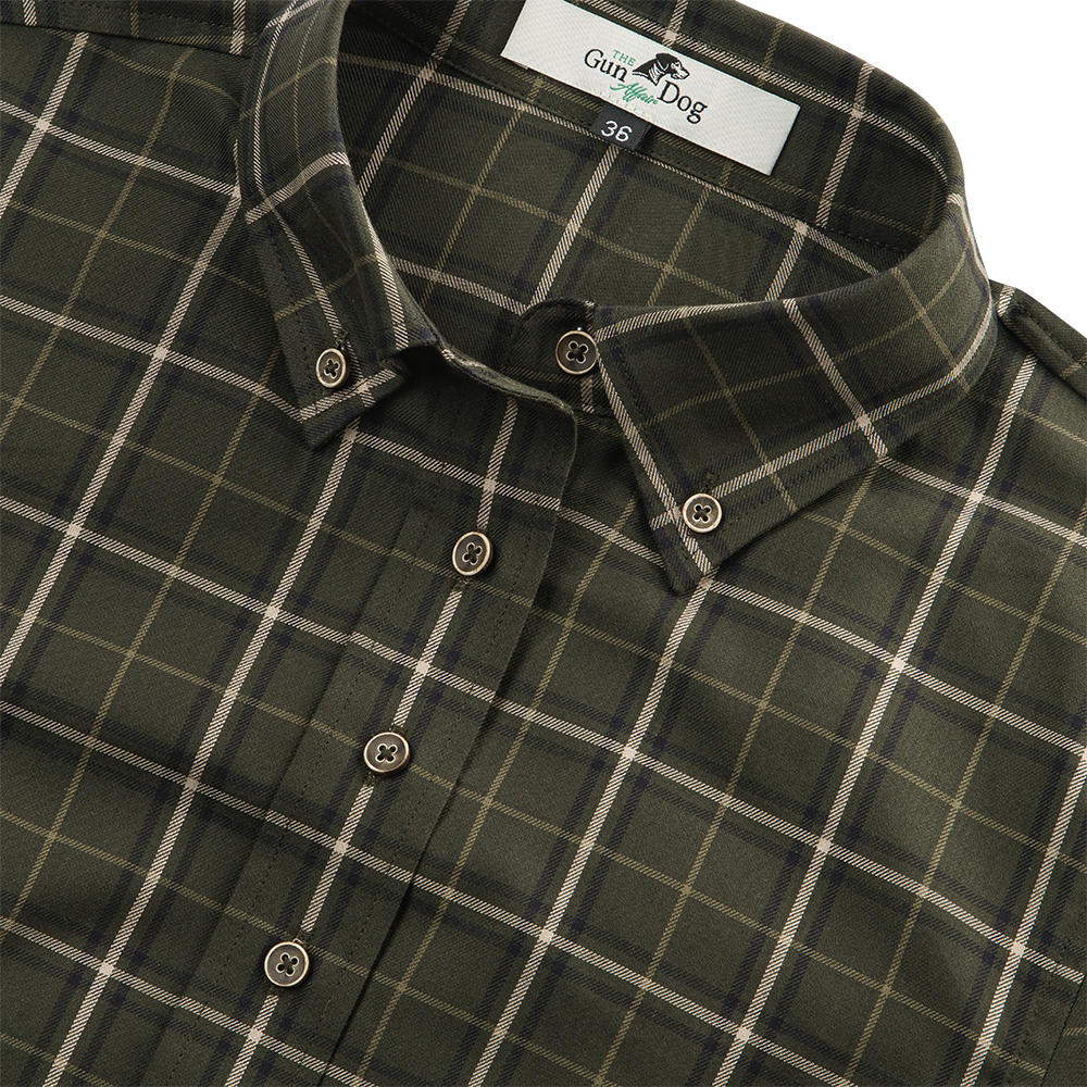 Button-down Blouse, Chequered, Green/Beige
