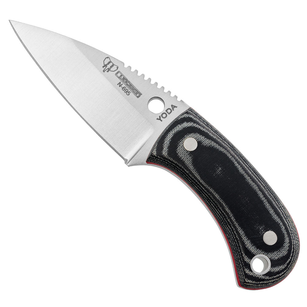 Cudeman »Yoda« Neck Knife, Black Micarta, Leather Sheath