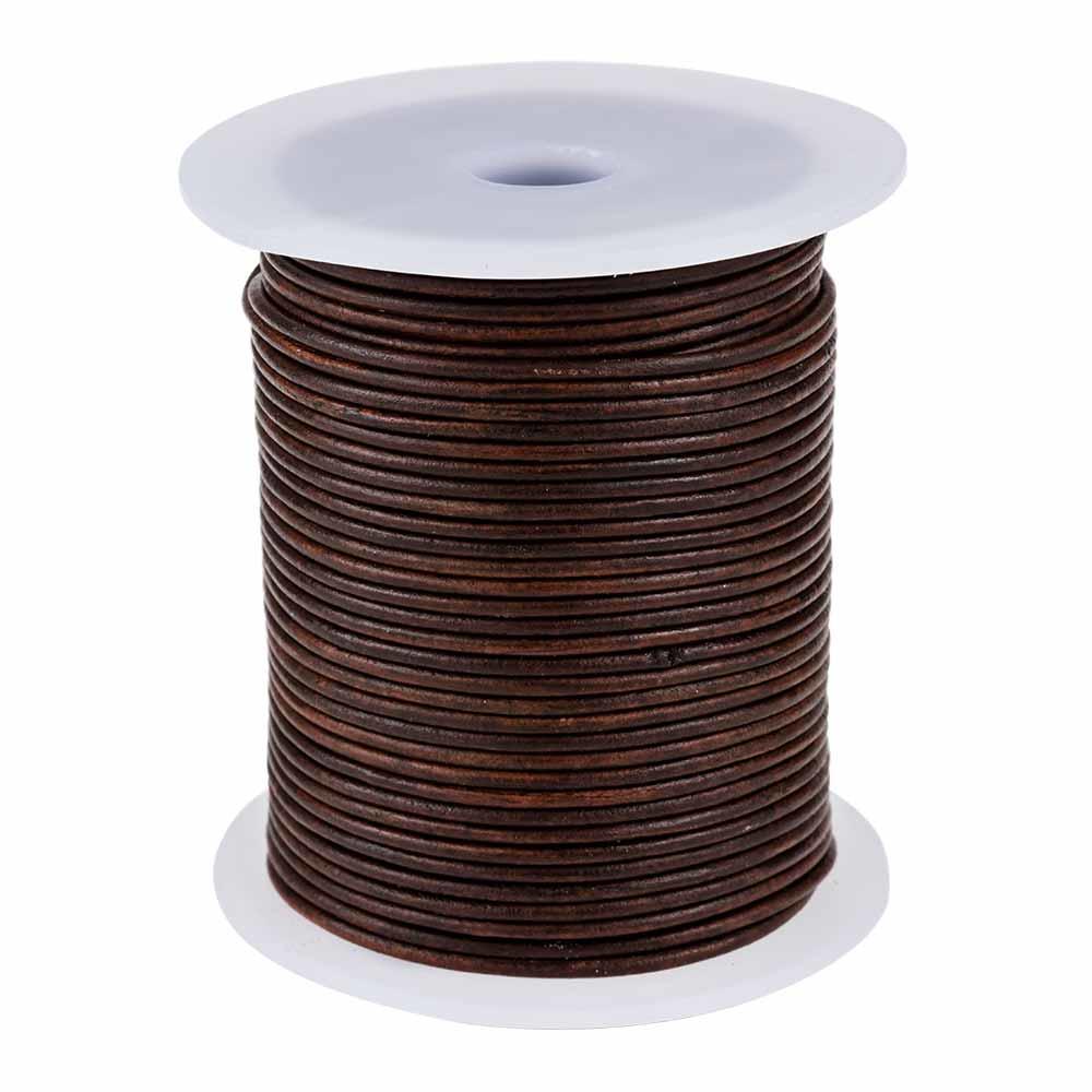 Cinghia in pelle bovina Ø 2 mm, rotonda, colore marrone antico, 50 m