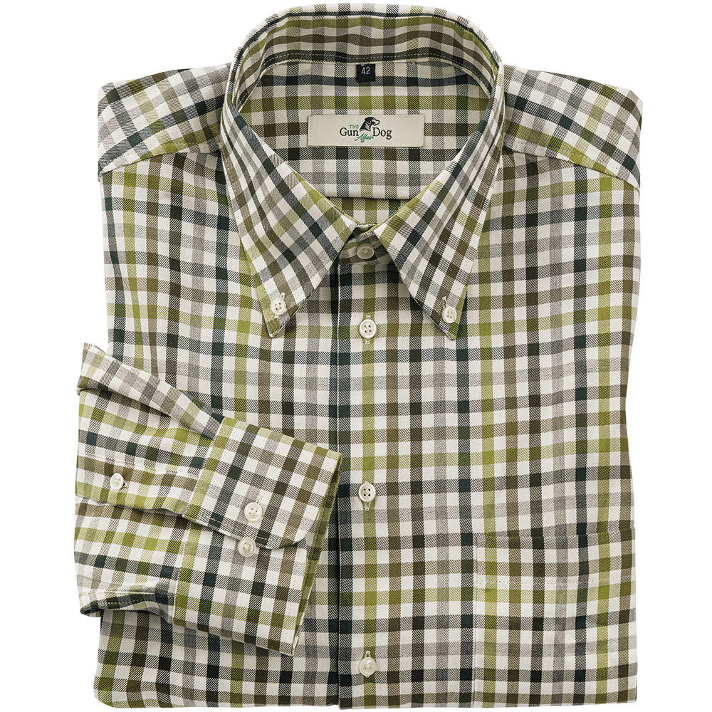 Camicia da uomo, cotone, a quadri, verde/verde oliva/bianco