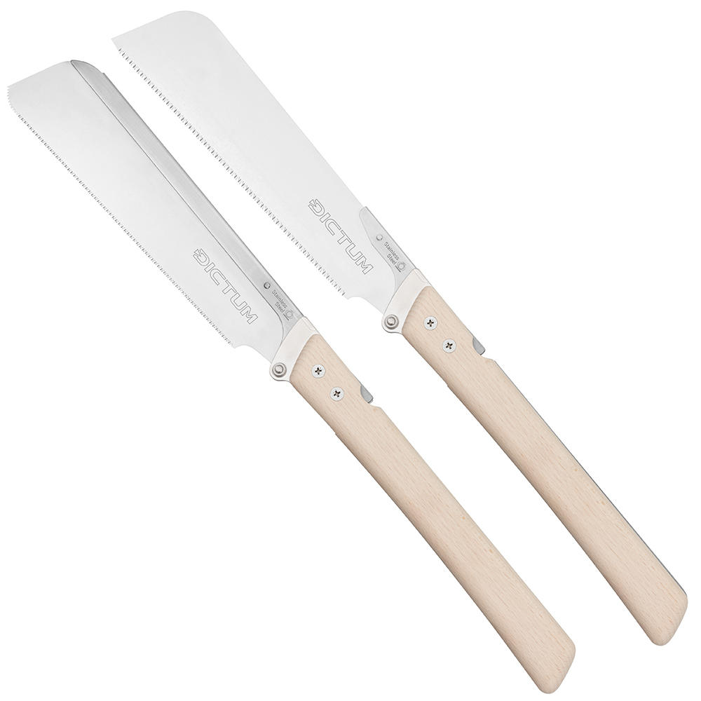 DICTUM® Robusuta® Klappsägen-Set, 2-teilig, naturbelassener Buchengriff