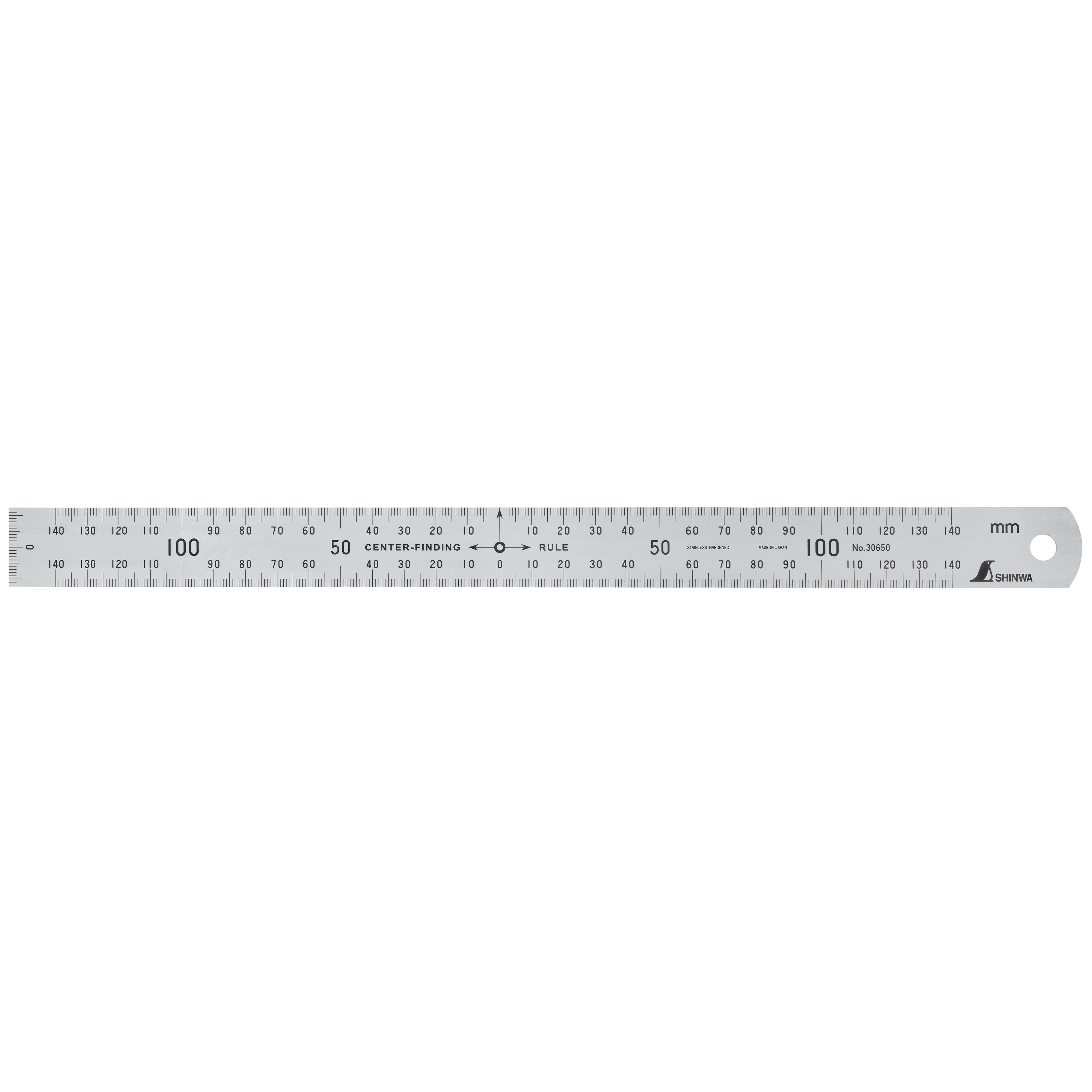 Shinwa® Präzisionslineal mit Nullpunkt mittig, 300 mm