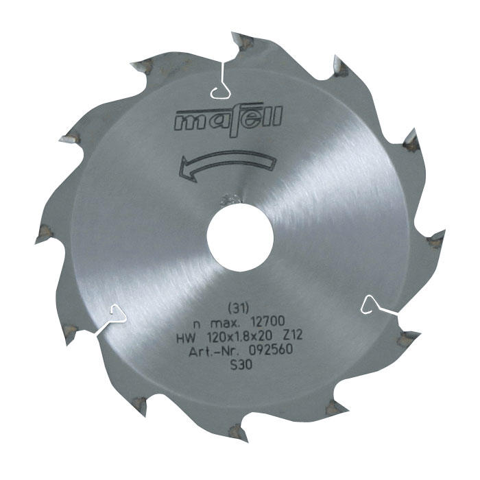 MAFELL Sägeblatt-HM, 120 x 1,2/1,8 x 20 mm, Z 12, WZ, für Längsschnitte in Holz 