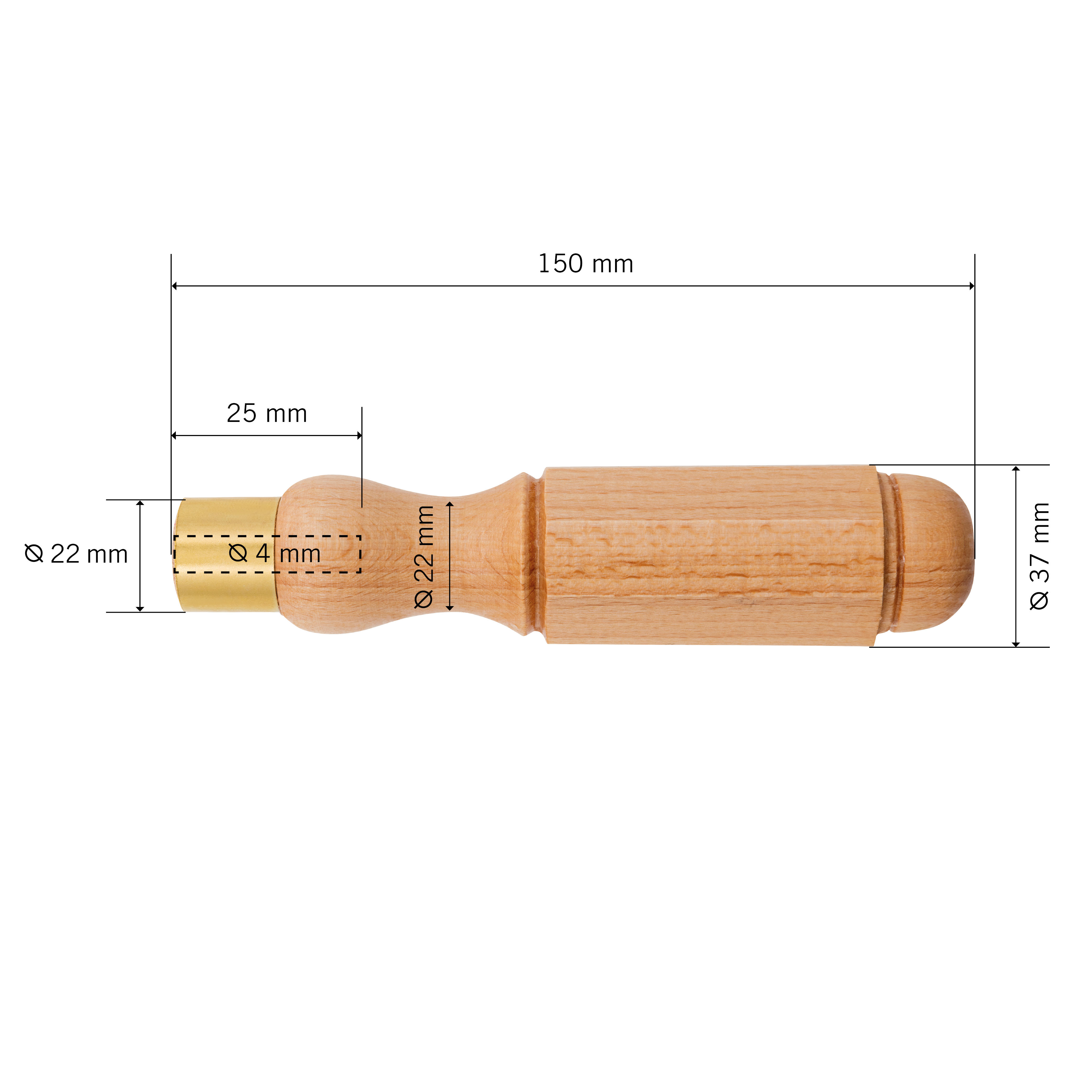 Beech Handle, Octagonal-shaped Design, Ferrule Diameter 22 mm