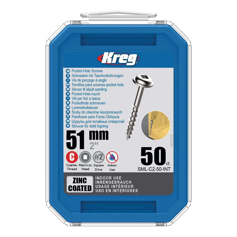 Kreg® Pocket-Hole Schrauben 51 mm, Verzinkt, Maxi-Loc, Grobgewinde, 50 Stück