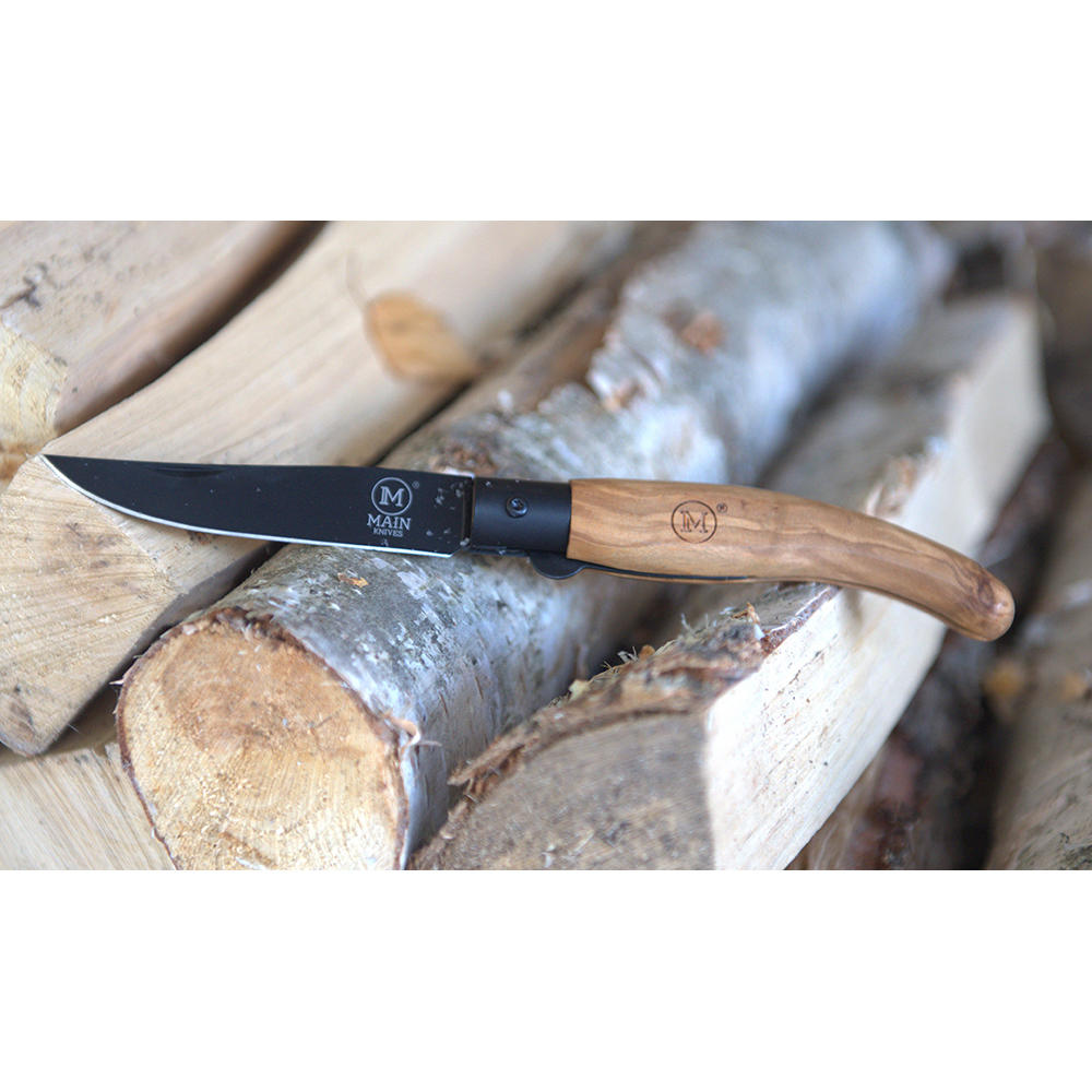MAIN Klappmesser »Spanish Line«, Titanbeschichtet, Olivenholz