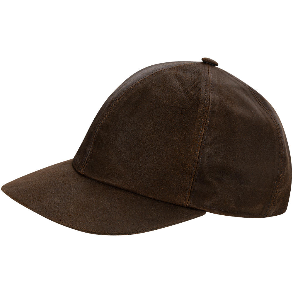 Casquette à visière en nappa de chèvre, marron/antique