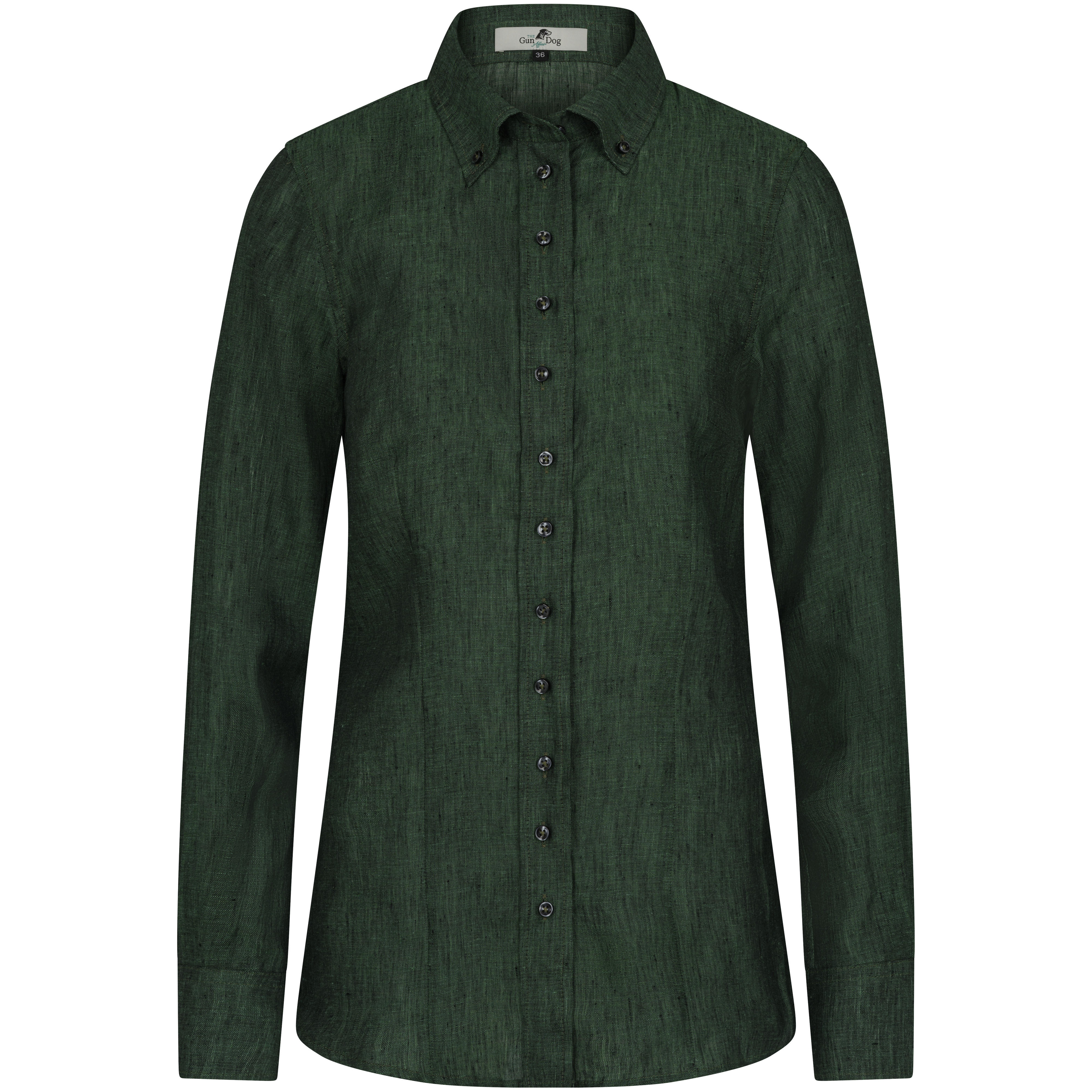 Blouse en lin pour femme vert foncé 42 825231/42 - Main Image
