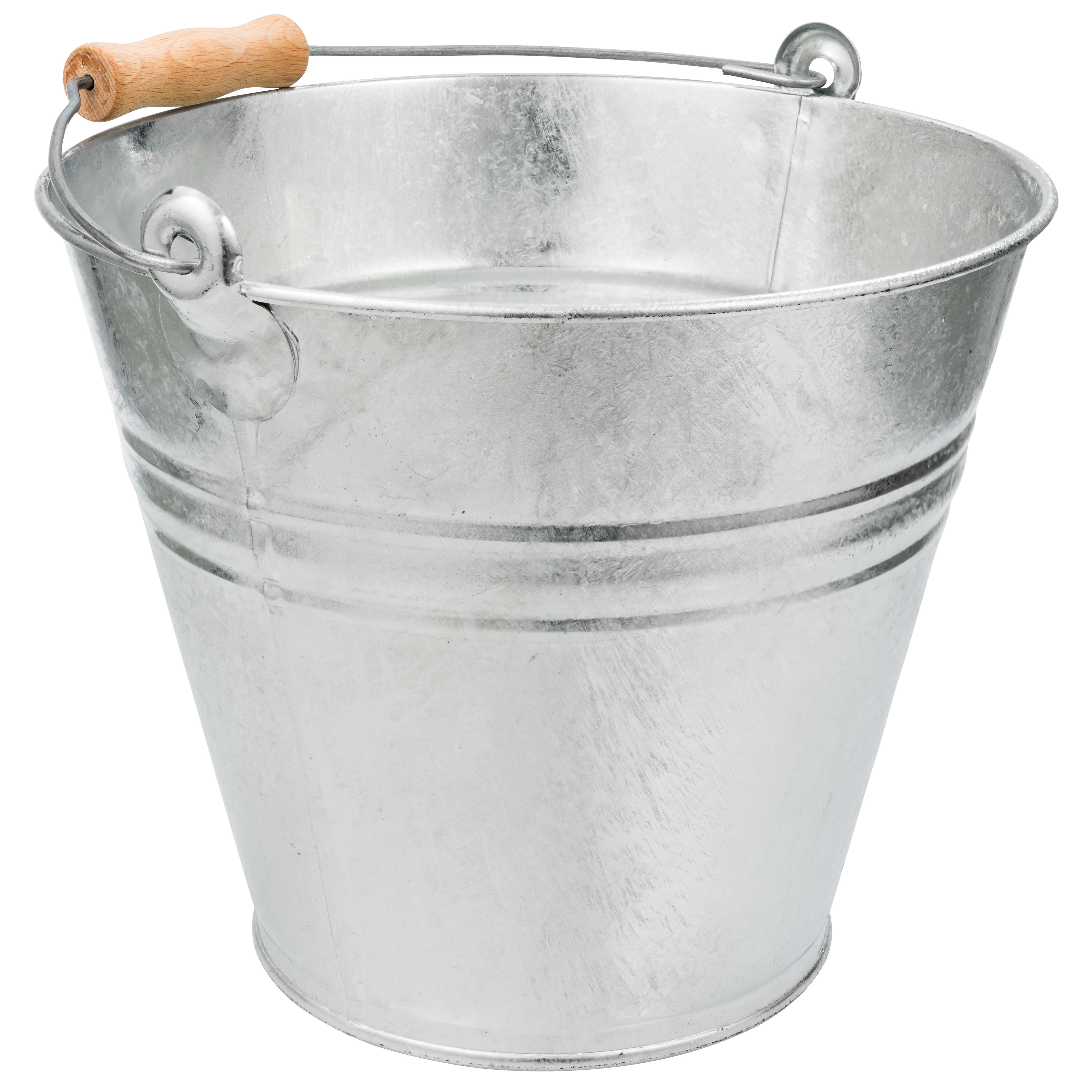 Secchio con manico in legno, zincato a caldo, 10 l