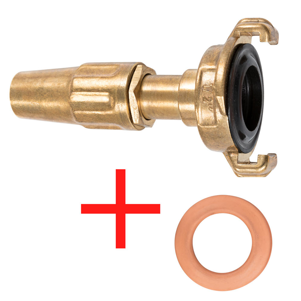 Geka® Hose Nozzle, Brass, ½ Inch incl. Additional Seal Ring for Drinking Water