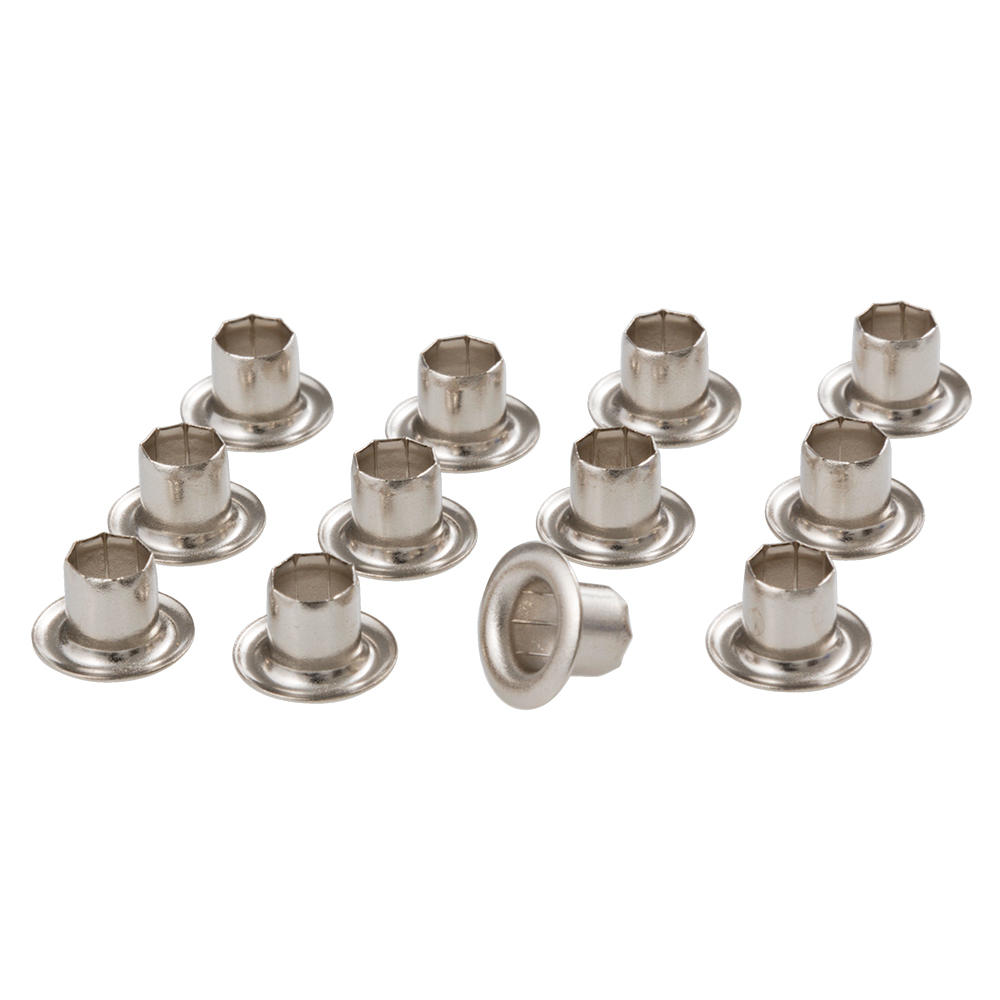 Œillets emporte-pièce/p. à œillets »Two in One«, laiton nick.,100 pcs, 4,5 mm