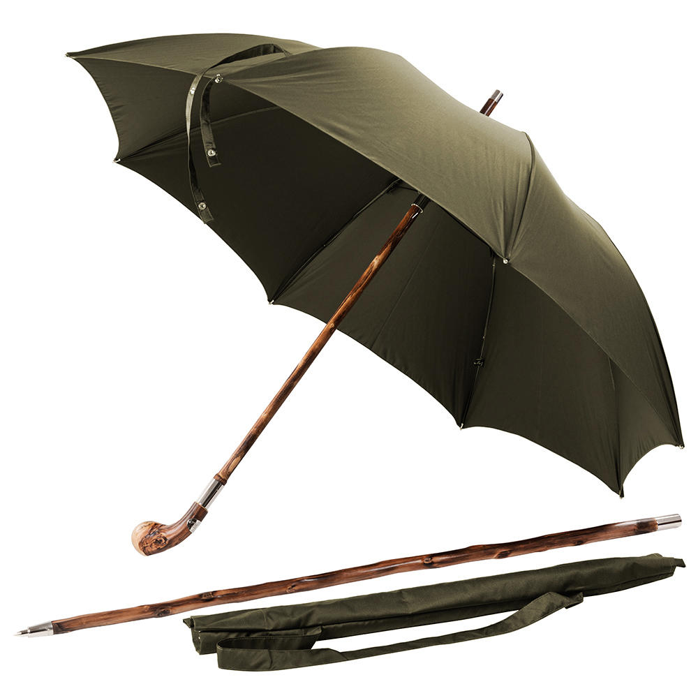 Francesco Maglia Umbrella, »Pic Nic«, Chestnut Burl Handle, Olive