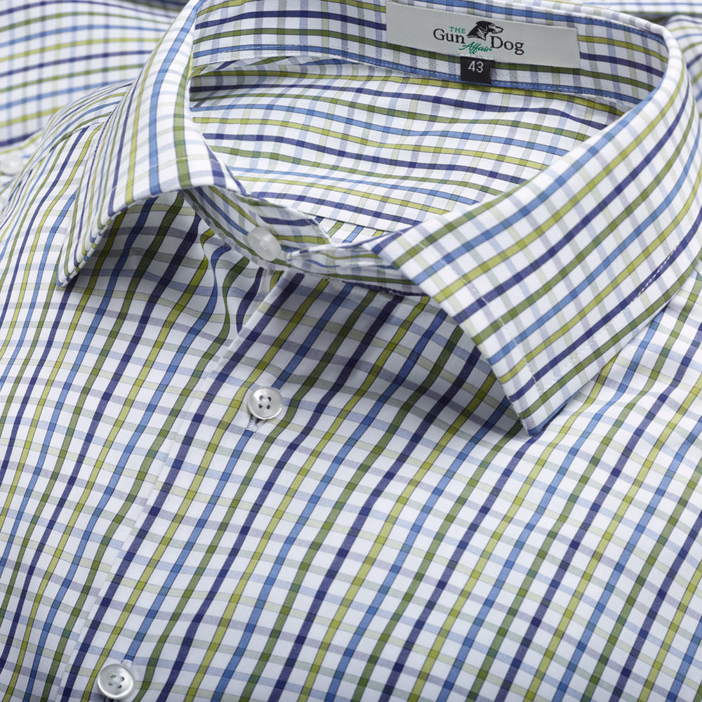 Men's Shirt, Chequered, Blue/Green/White, Convertible Cuffs