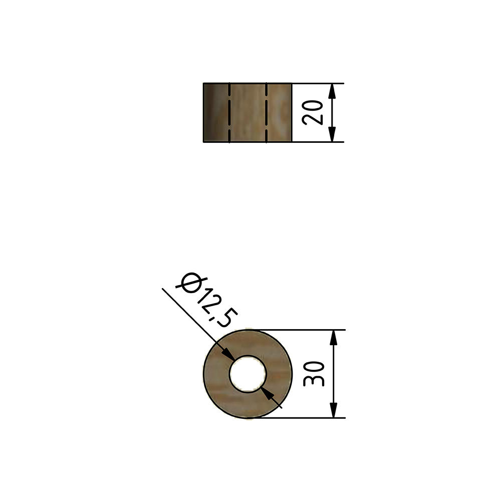 Gewindehülse, Ahorn, Gewinde Ø 12,5 mm