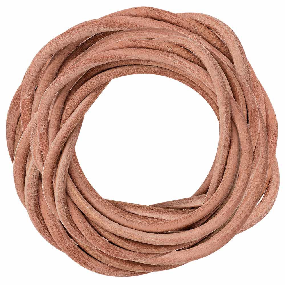 Cowhide Lace, Ø 8 mm, Round, Natural, 10 m