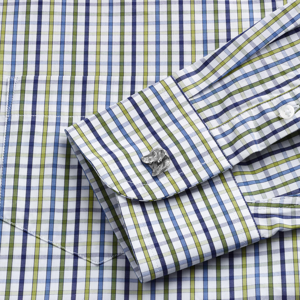 Men's Shirt, Chequered, Blue/Green/White, Convertible Cuffs