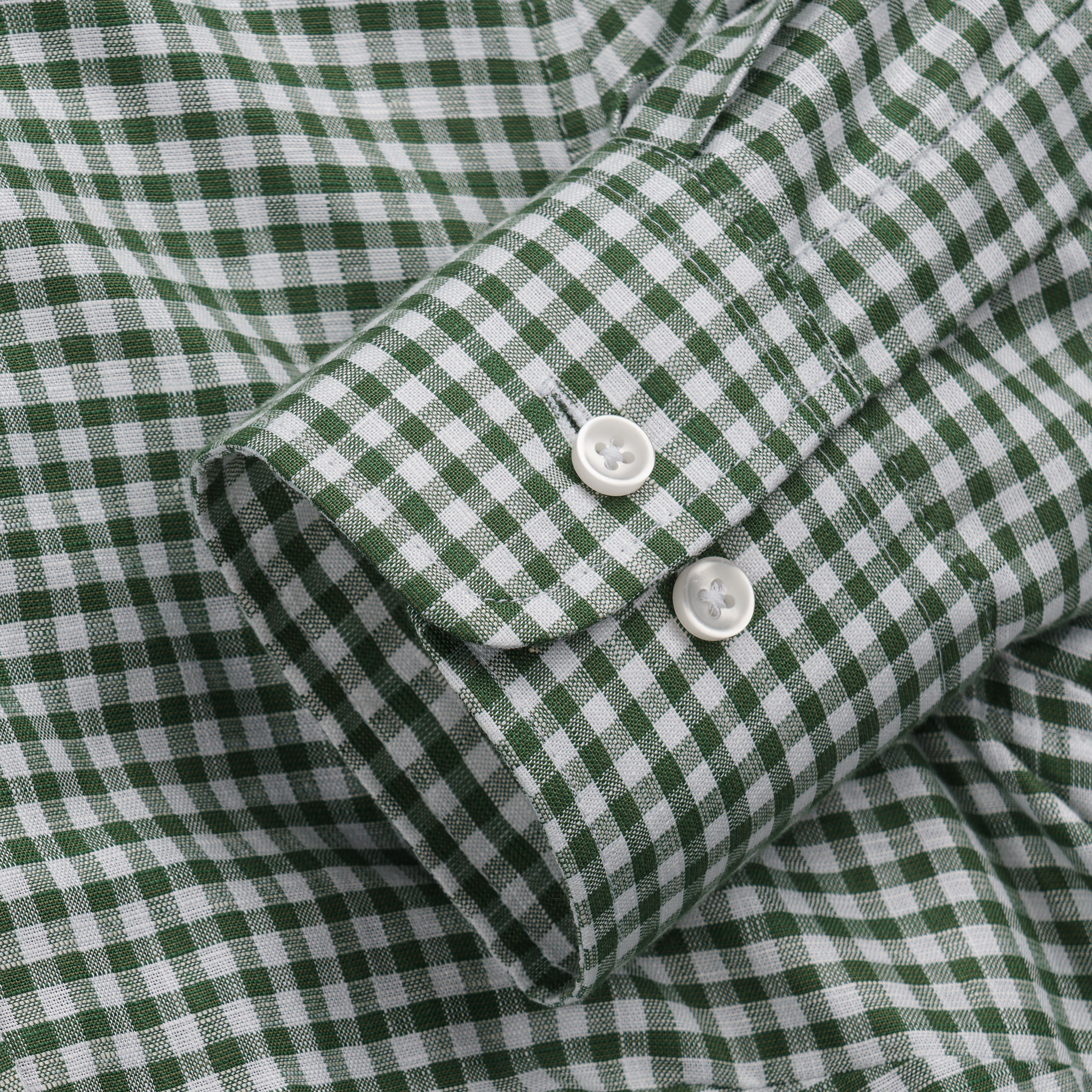 Ladies' Blouse, Cotton/Linen, Check, Green/White