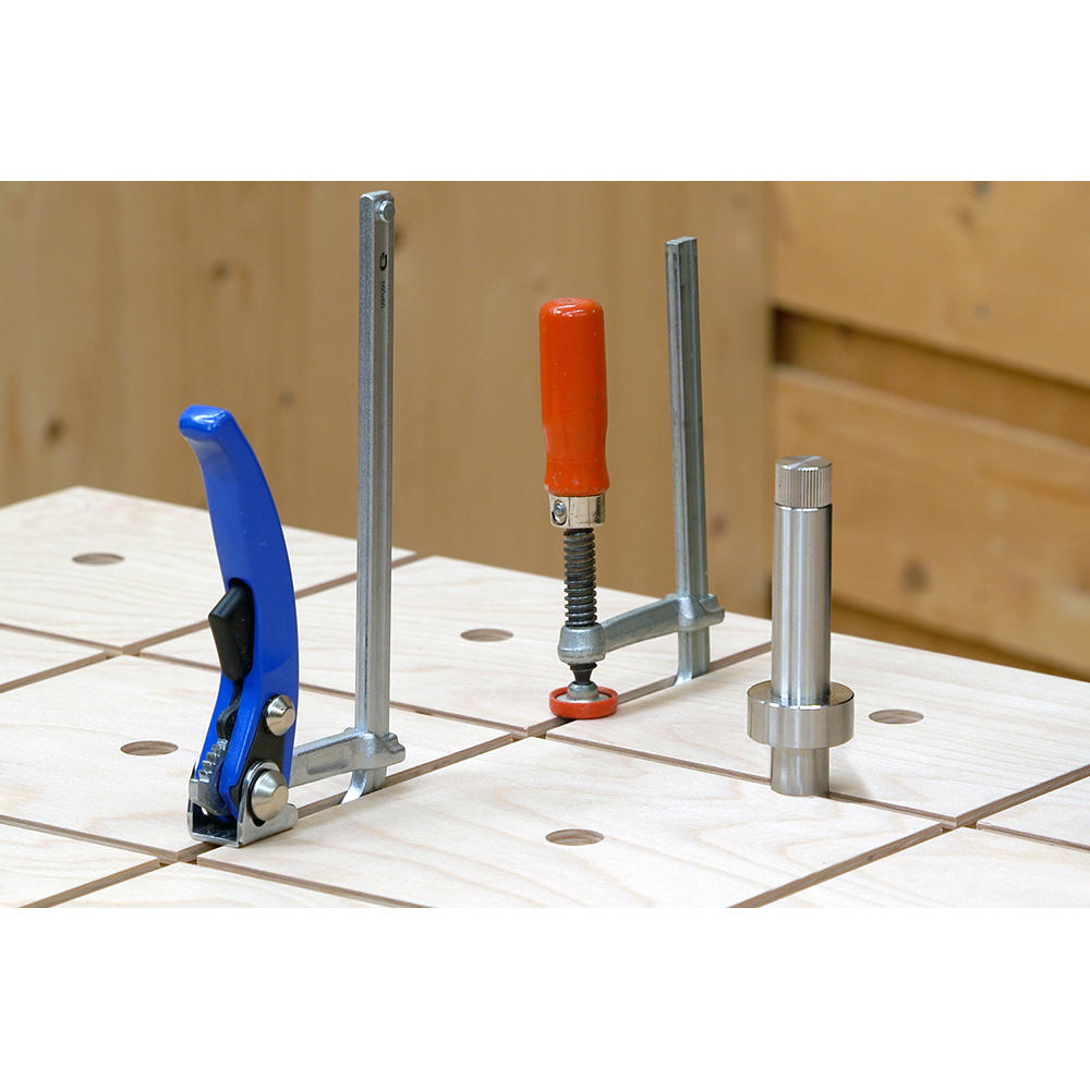 DICTUM® Hebelzwinge für Führungsschienen, Ausladung 60 mm, Spannweite 200 mm