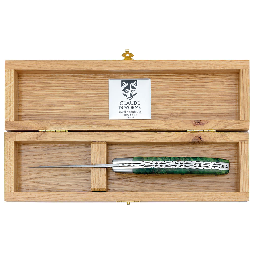 Le Thiers® RLT Folding Knife Damascus, Poplar Wood