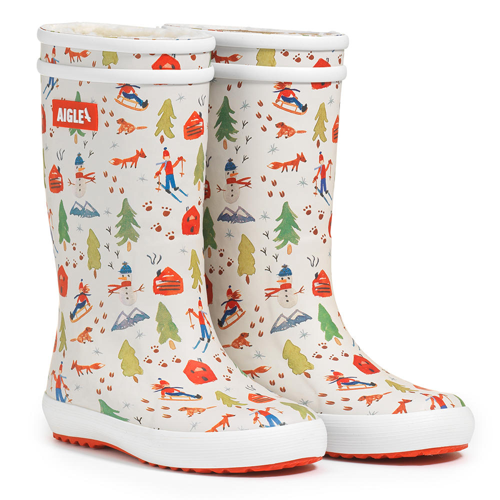 Aigle »Lolly Pop Fur Print« Kids’ Rubber Boots, Zermatt