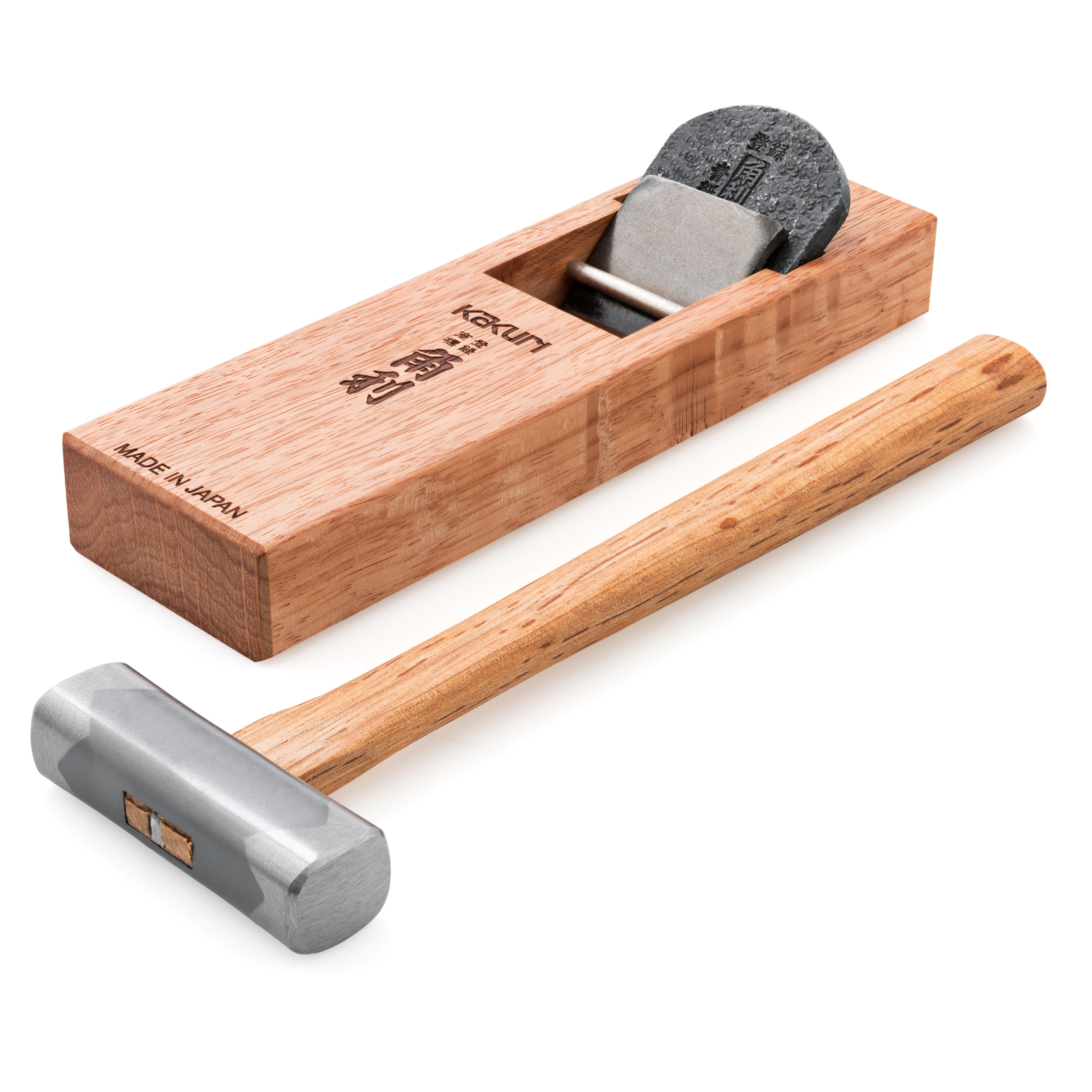 Set cadeau avec rabot à bois japonais » Kanna « et marteau » Genno «