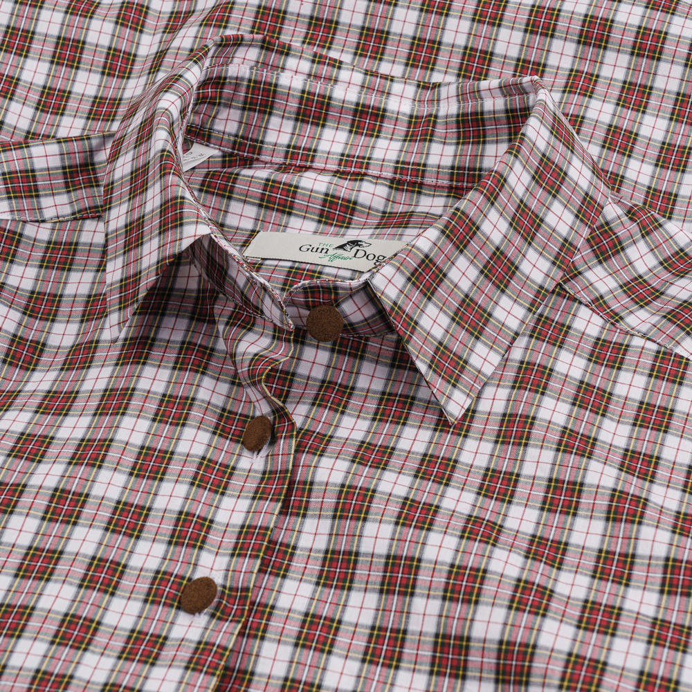 Ladies Blouse, Chequered, Red/Black/White, with Patches