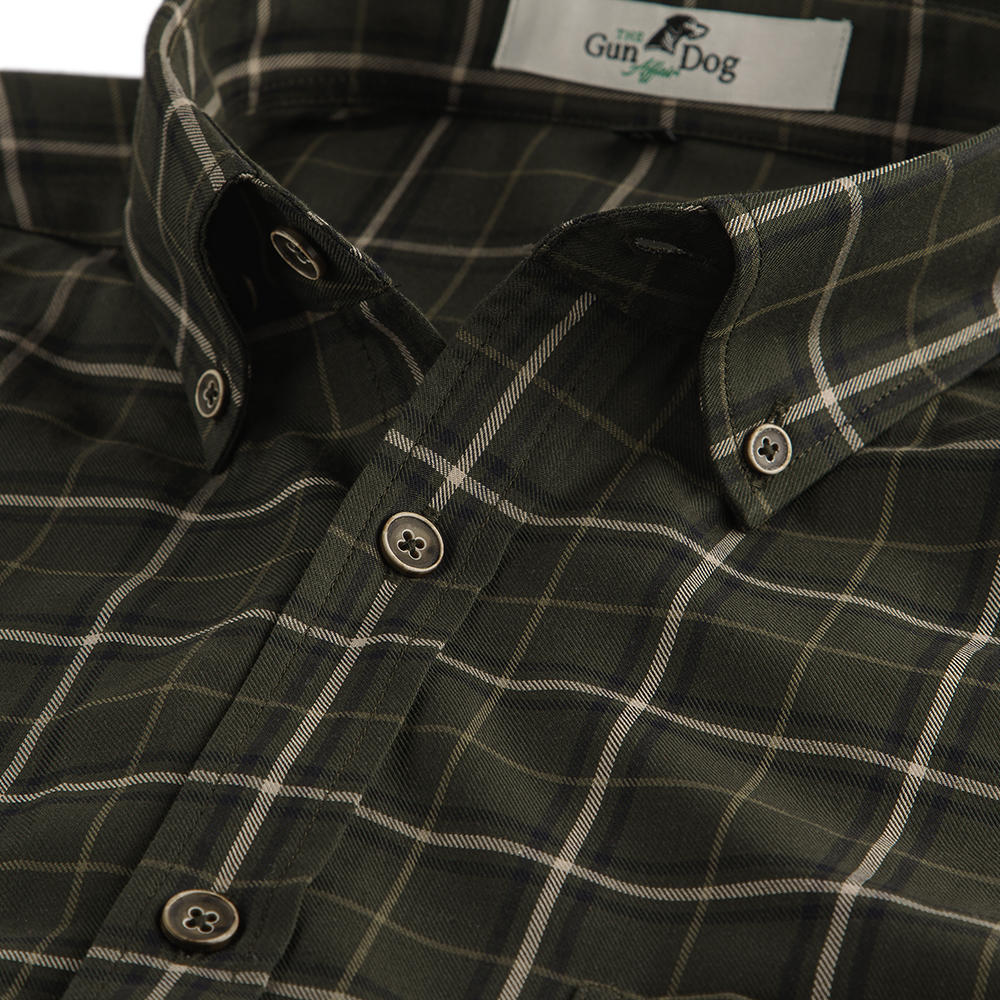 Chemise en coton pour homme, carreaux, vert/beige