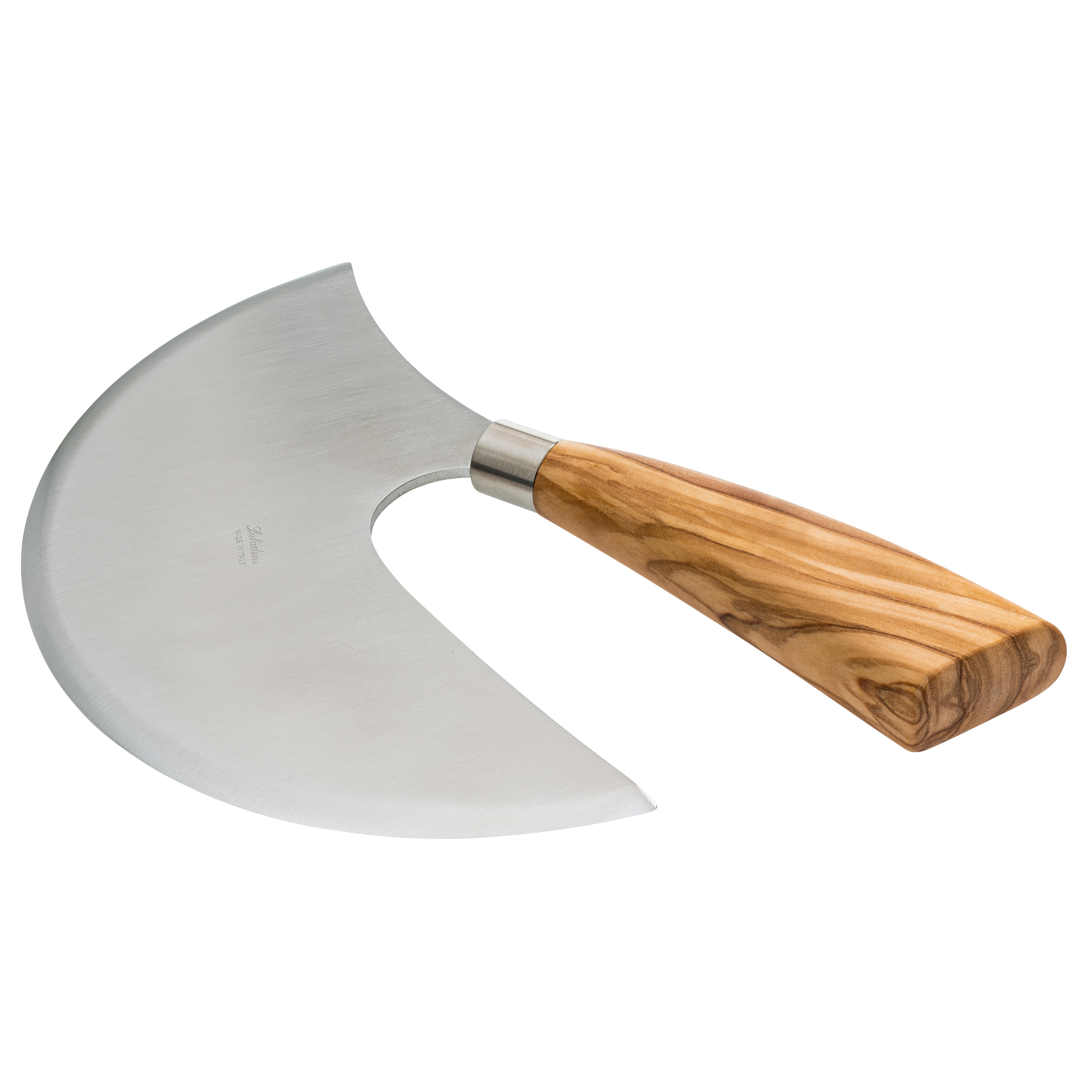 Coltello a mezzaluna Saladini »Sellaio«, legno di ulivo