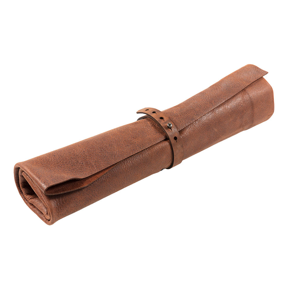 Messer-Rolltasche, Pferdeleder, 6 Fächer, cognac