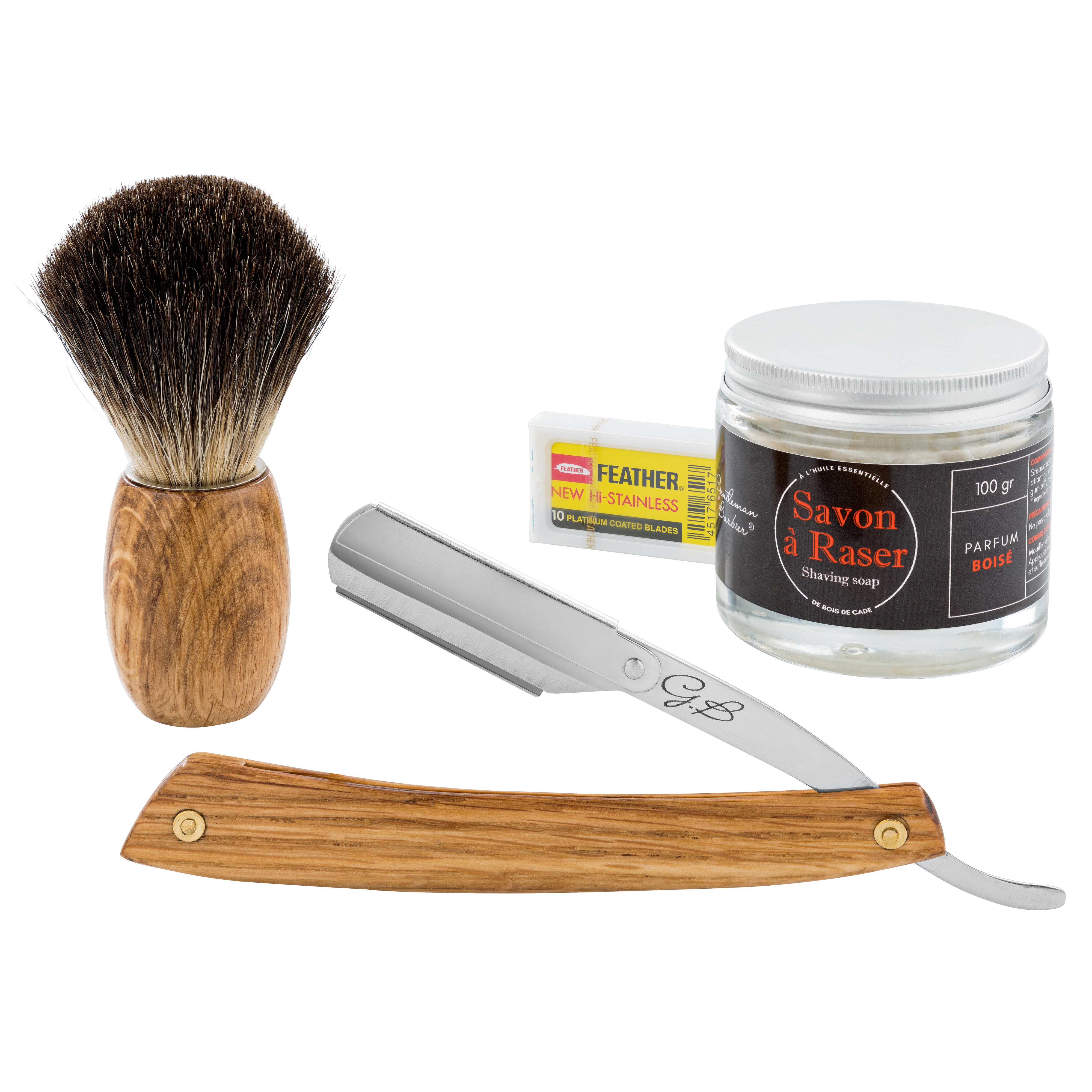 Set per rasatura a umido Gentleman Barbier®, lama intercambiabile, faggio
