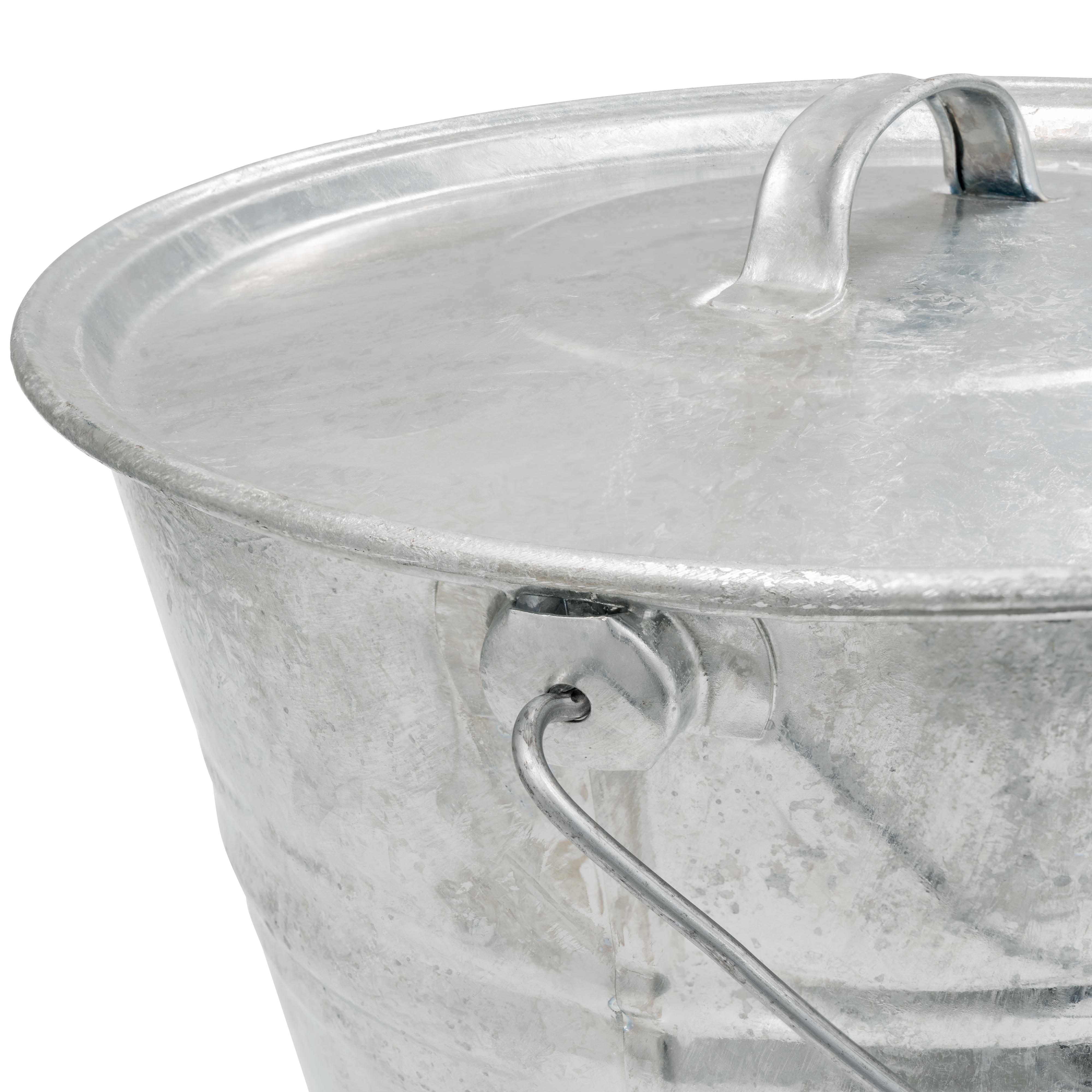 Secchio con coperchio e manico in legno, zincato a caldo, 8 l