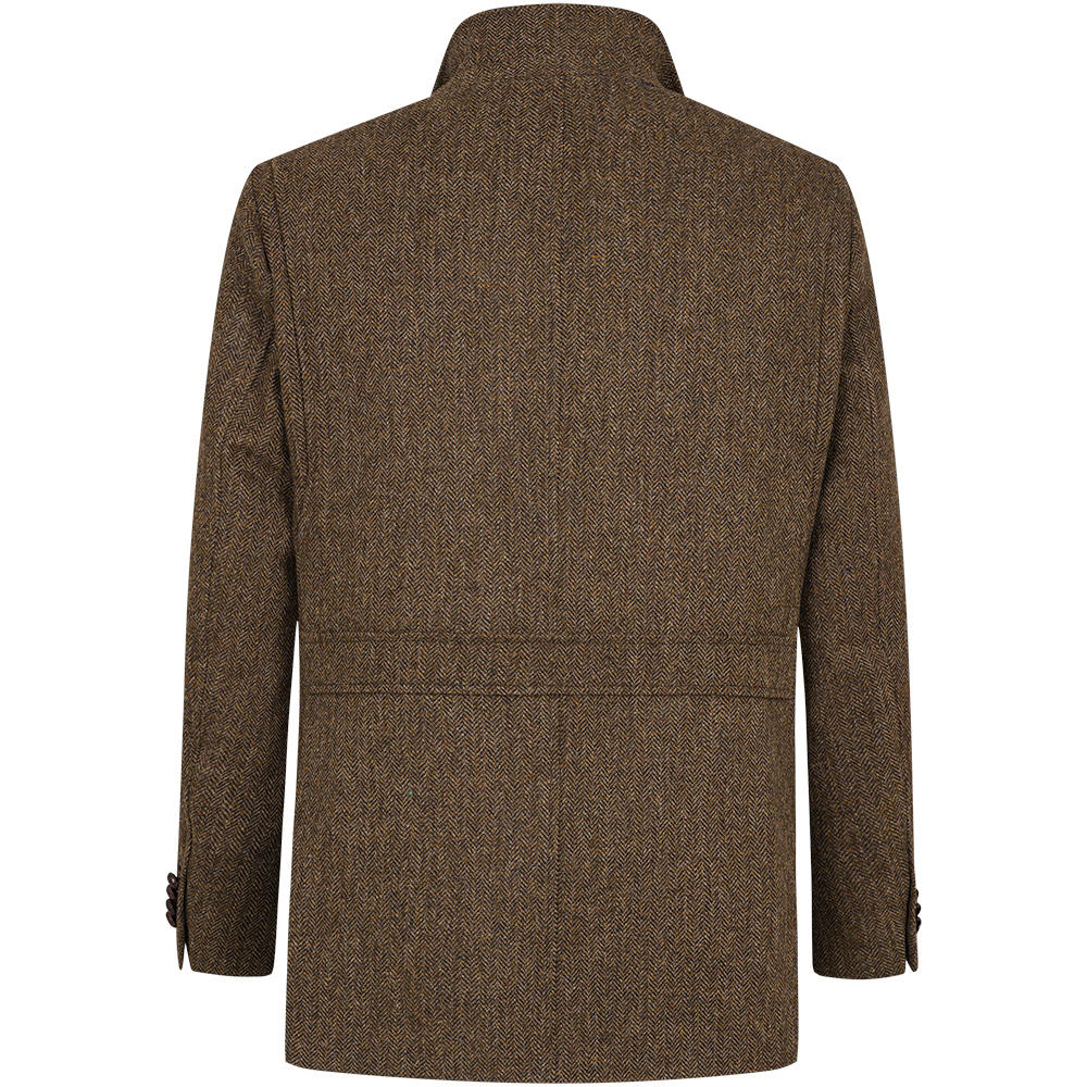 Veste de chasse pour homme, motif à chevrons avec carreaux, marron
