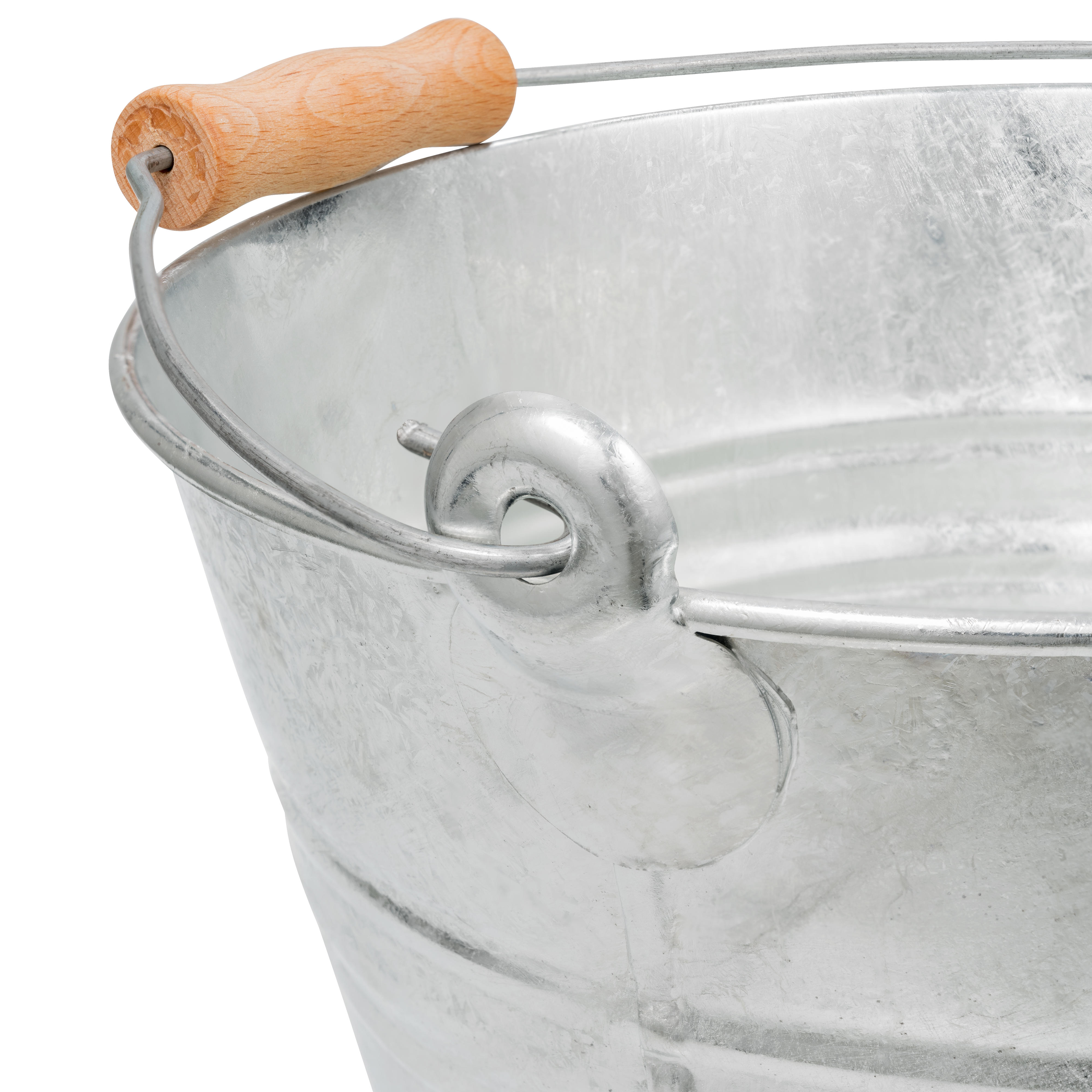 Secchio con manico in legno, zincato a caldo, 10 l