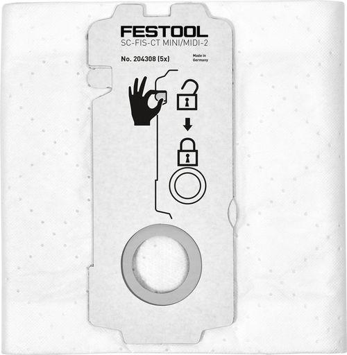 Festool SELFCLEAN filter bag SC-FIS-CT MINI/MIDI-2/5/CT15, 5 Pieces