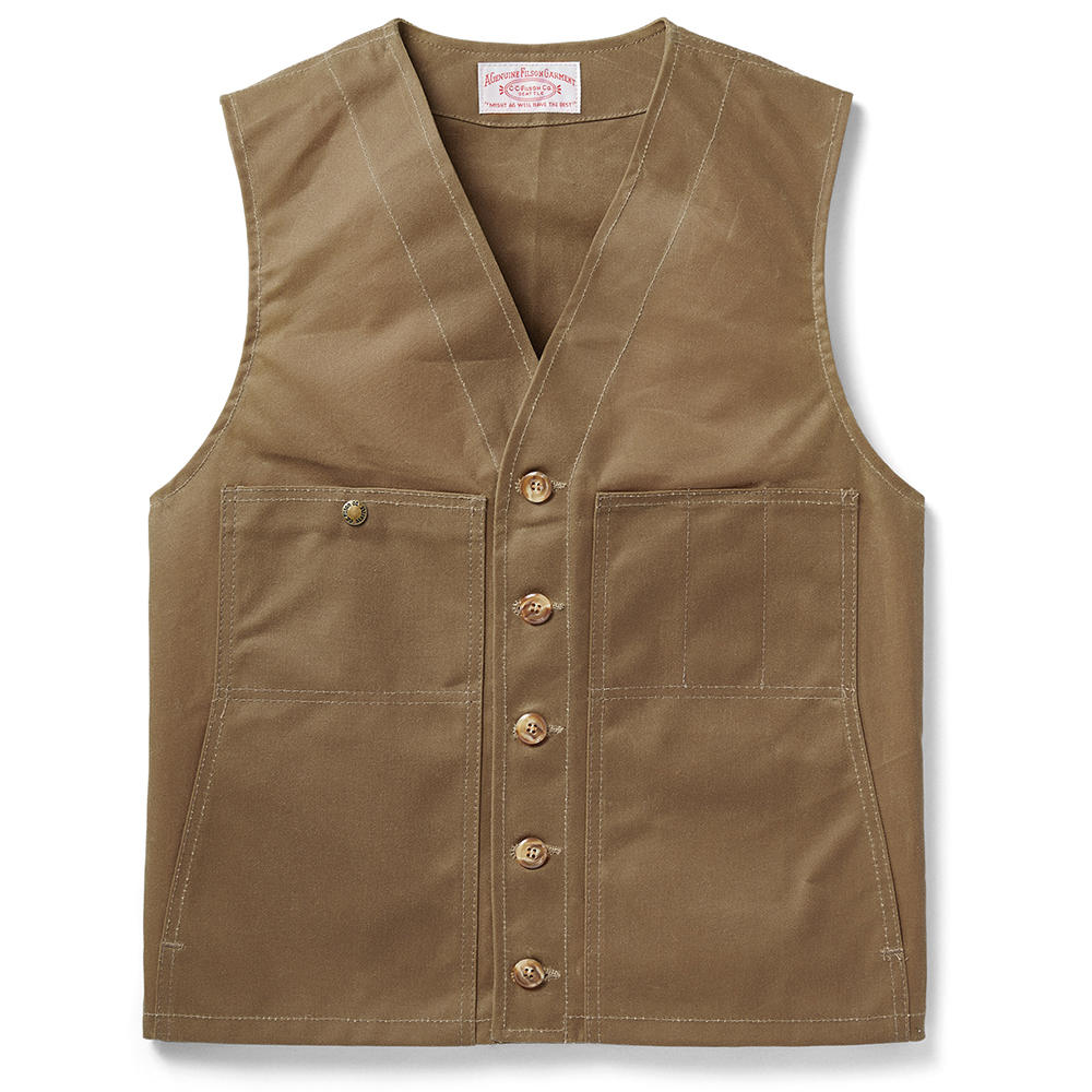 Filson Oil Tin Cloth Vest, Dark Tan dark tan XL 818126
