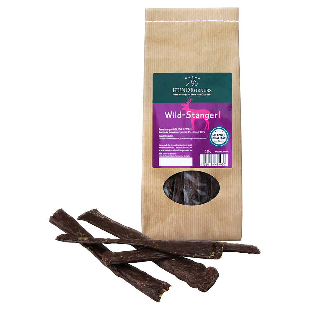 Snack per cani »Hundegenuss«, bastoncini di selvaggina, 250 g