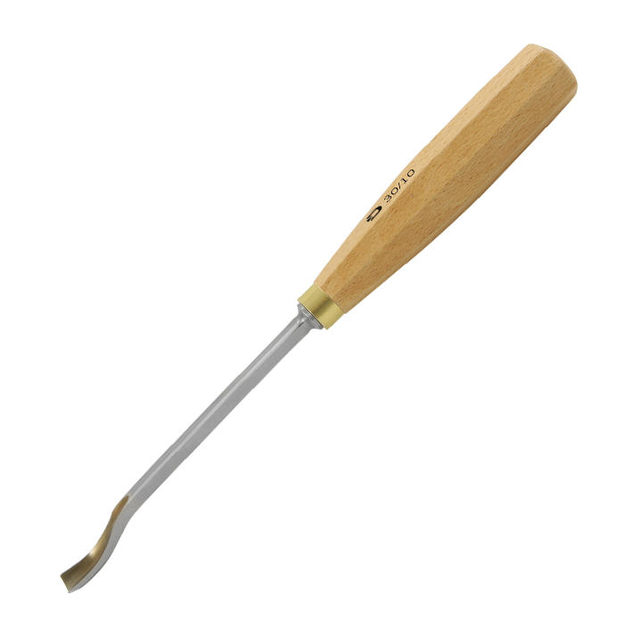 Ciseau de sculpture DICTUM®, gouge creuse, forme coudée courte, 30 / 10 mm