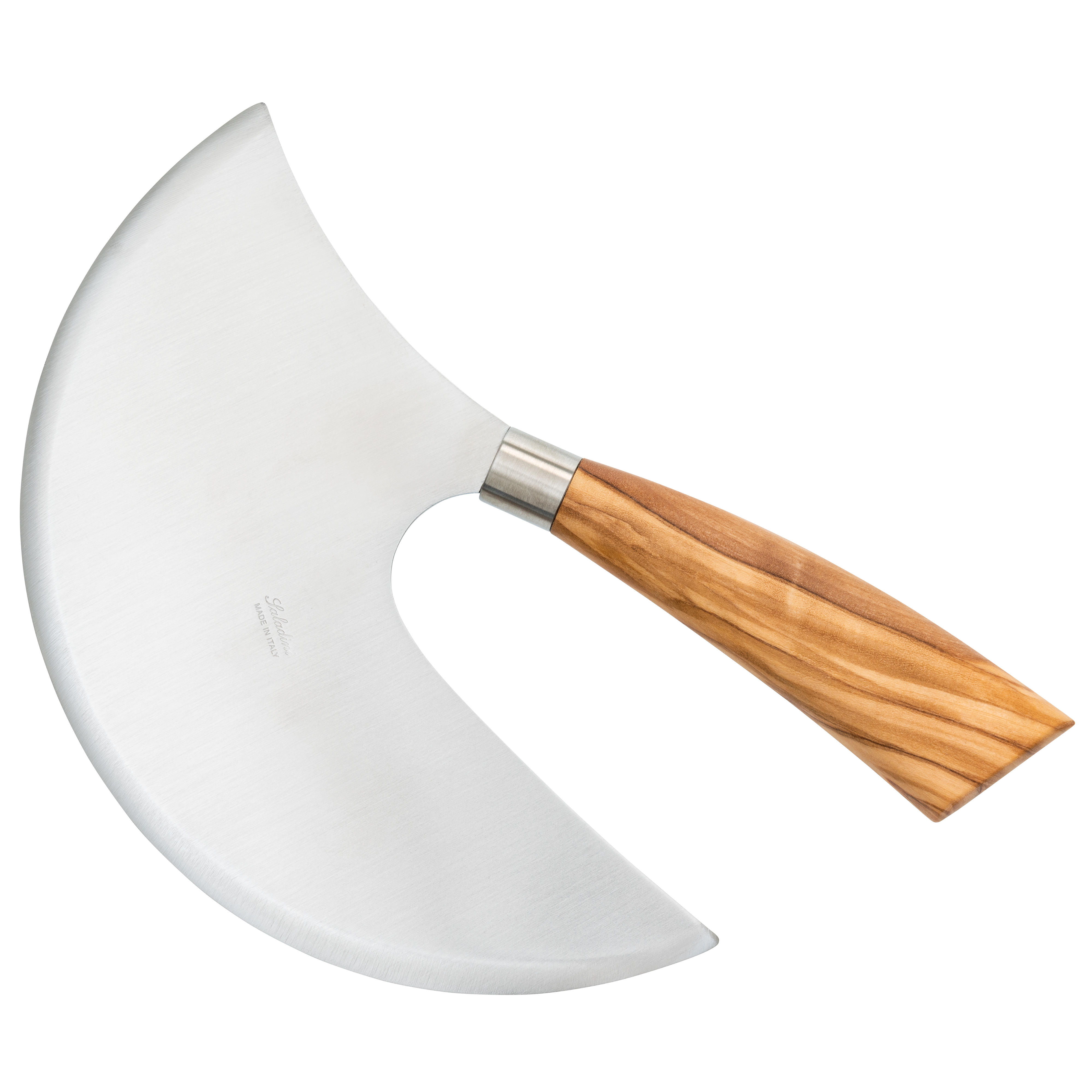 Coltello a mezzaluna Saladini »Sellaio«, legno di ulivo
