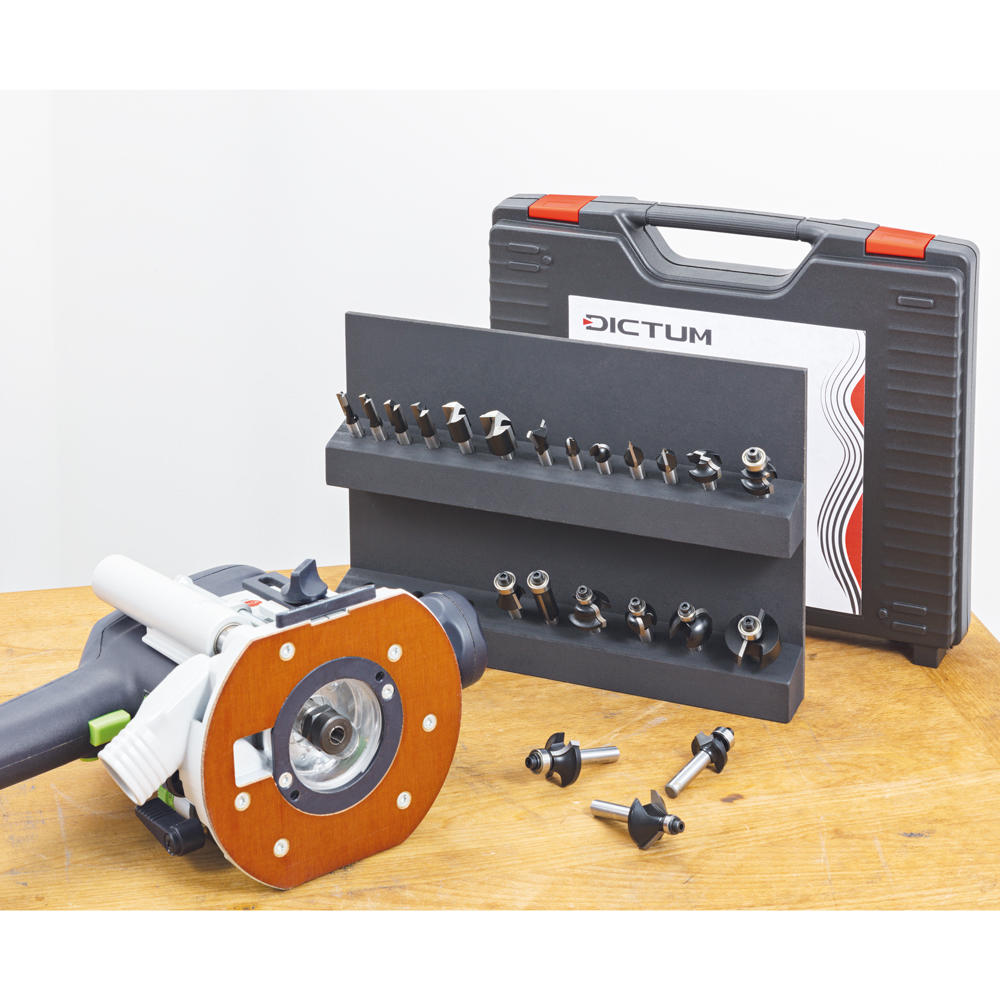 DICTUM® TC Router Bits, 12-Piece Set, in Carrying Case