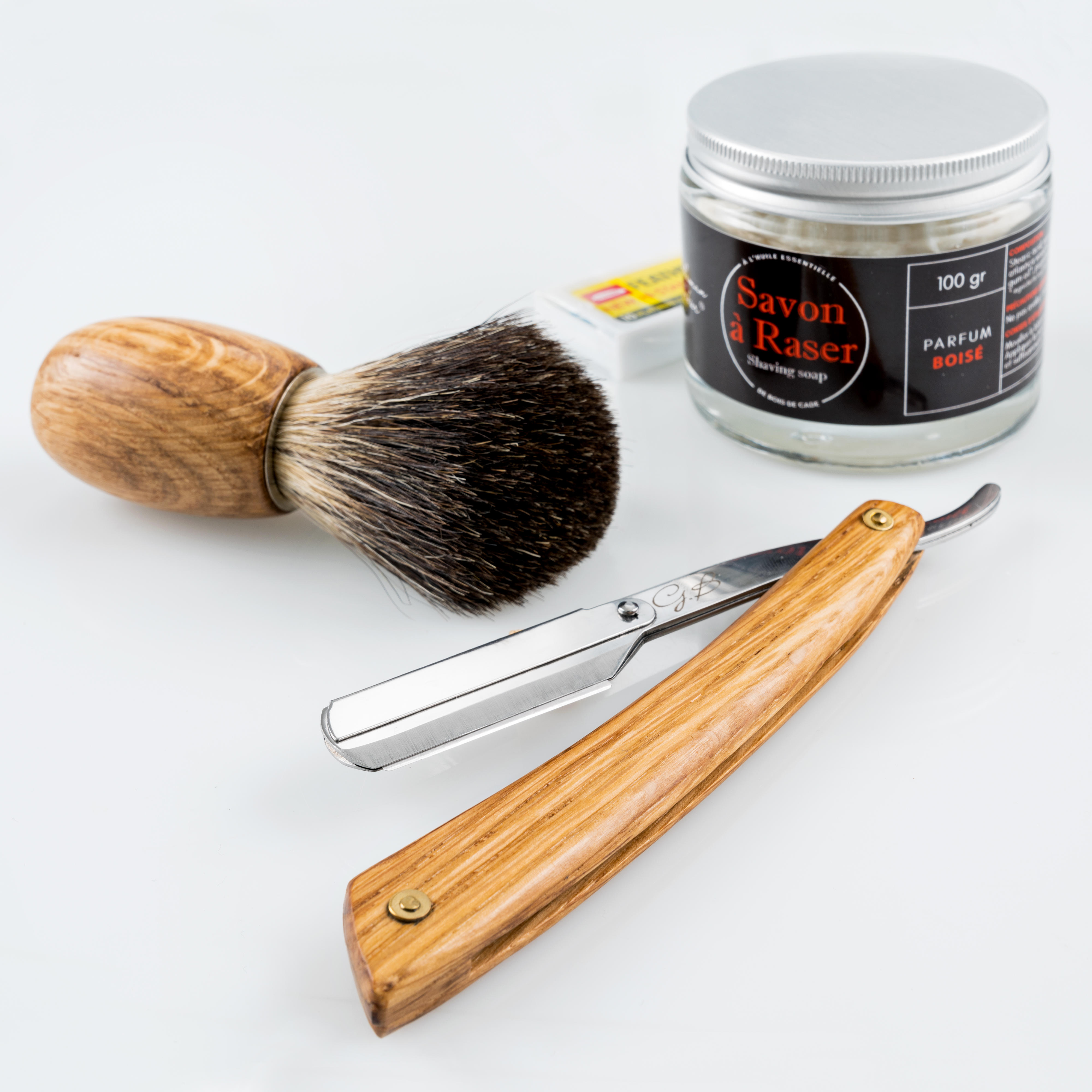 Set per rasatura a umido Gentleman Barbier®, lama intercambiabile, faggio