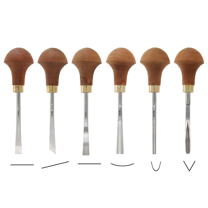 Set di sgorbie per linoleum e da palmo Pfeil® A, 6 pezzi