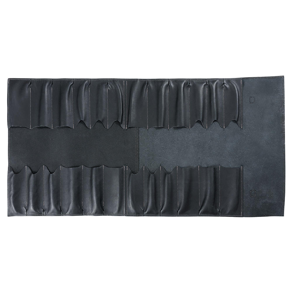 Lederrolltasche für Klappmesser, 24 Fächer, schwarz