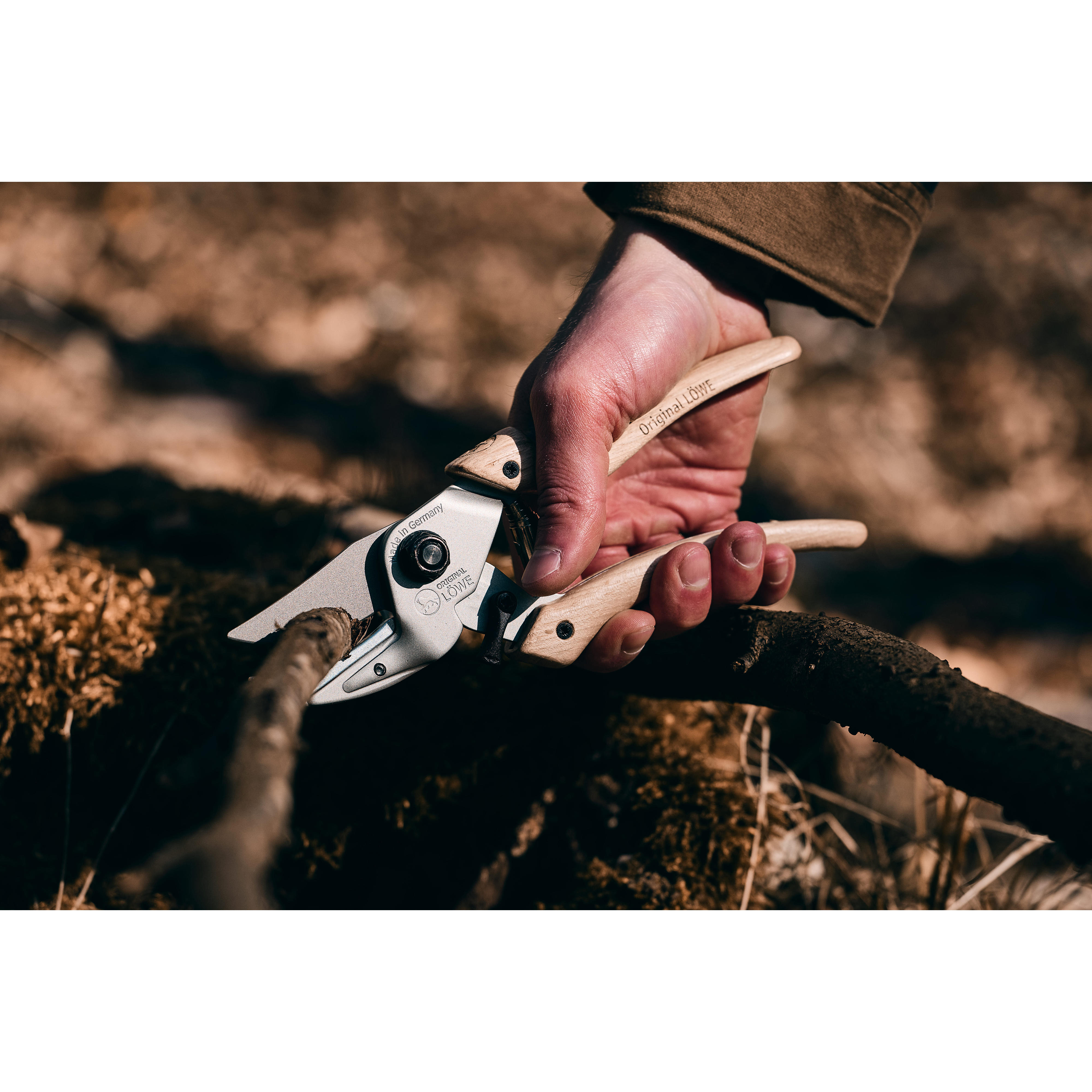 Sécateur à enclume Löwe® 8 » Natural «, lame courbée