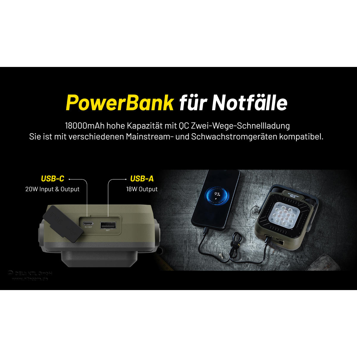 Lampe de travail et de plein air 3 en 1 Li-Ion Nitecore® NWL30 3, 3000 lm