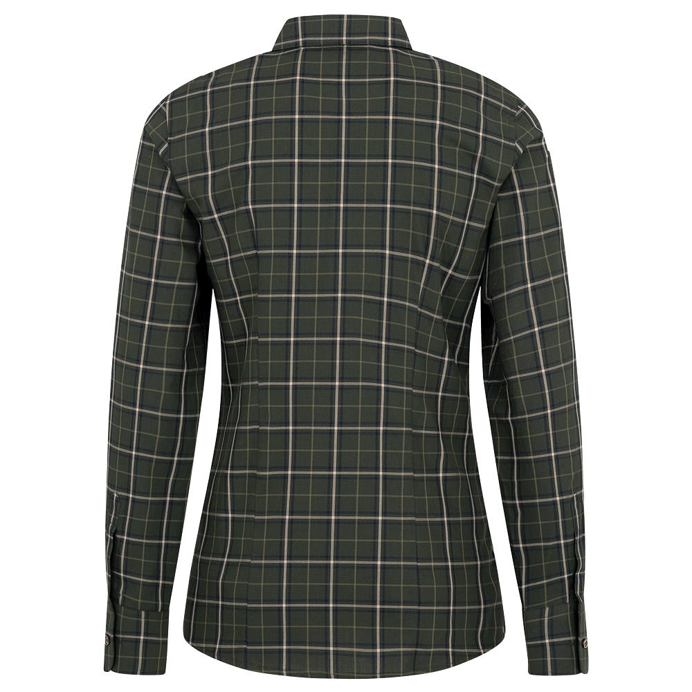 Button-down Blouse, Chequered, Green/Beige
