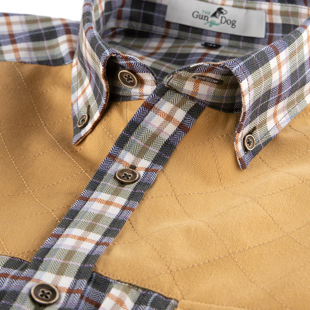 Men's Outdoor Shirt, Chequered, Green/Red Brown