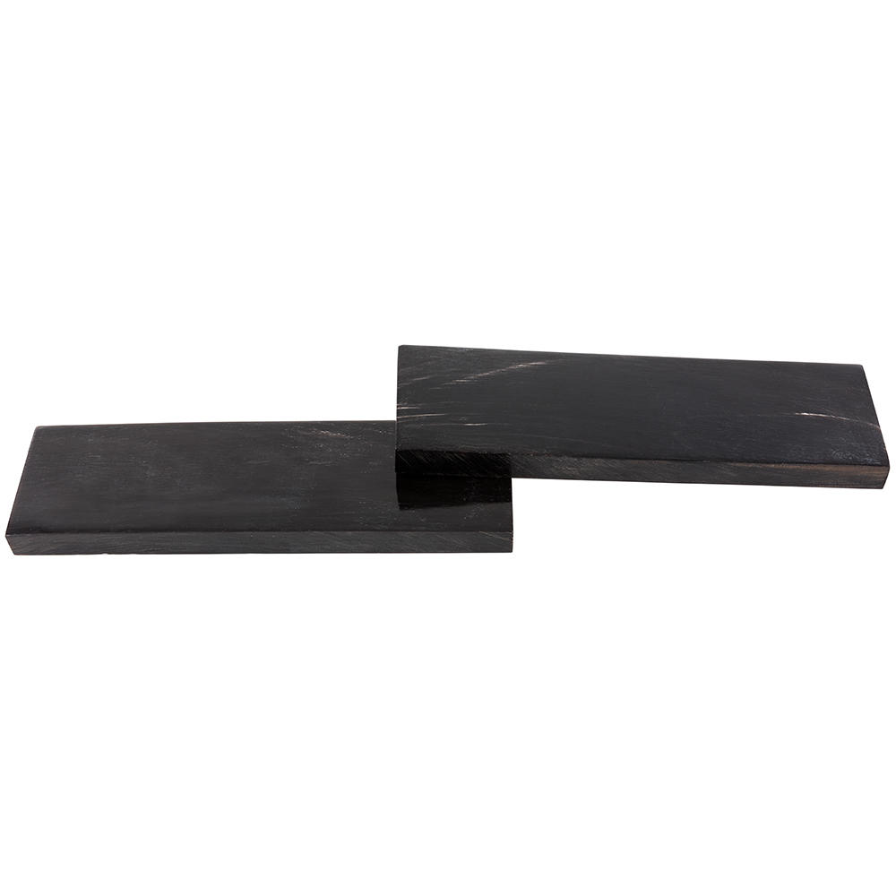 Plaquettes de manche en corne de buffle, paire, noires, 130 x 38 x 8 mm