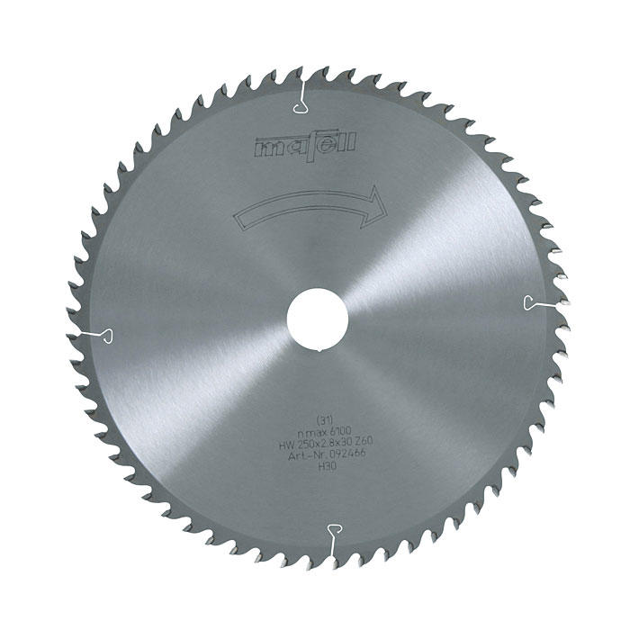 MAFELL Lame carbure 250 x 1,8/2,8 x 30 mm, 60 dents, dent. alt., coupes fines